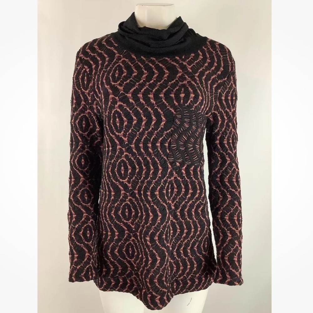 NWT Kozan Sz S Taran Textured Tunic Top Red Black Polyester Spandex Pullover